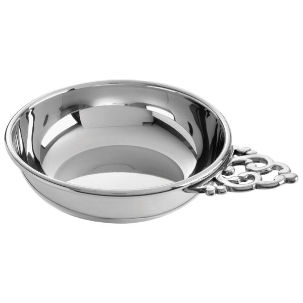 Traditional Handle Baby Pewter Porringer with Engraving