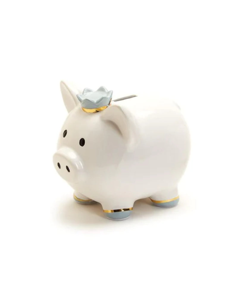 My First Piggy Bank with Crown and Gold Accent in Gift Box - Ceramic