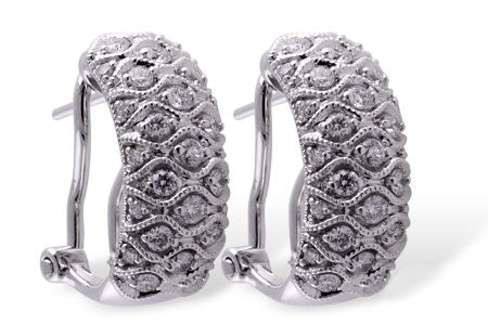 AK 14K WG Diamond Hoop Earrings
