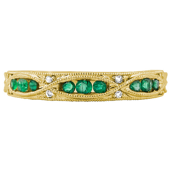 14KY Diamond and Emerald Band .04TW