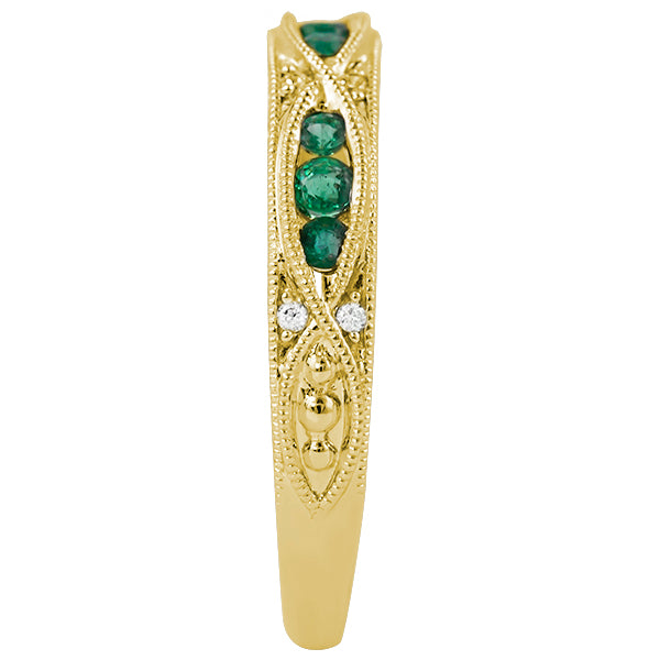 14KY Diamond and Emerald Band .04TW