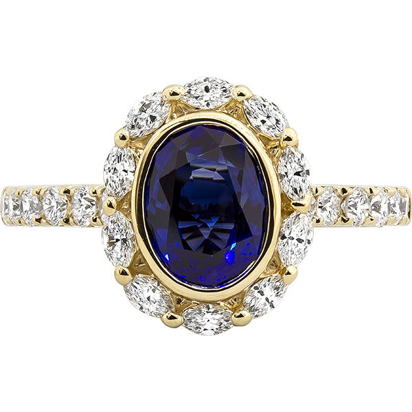 14K YG Sapphire Oval  and Diamond Ring