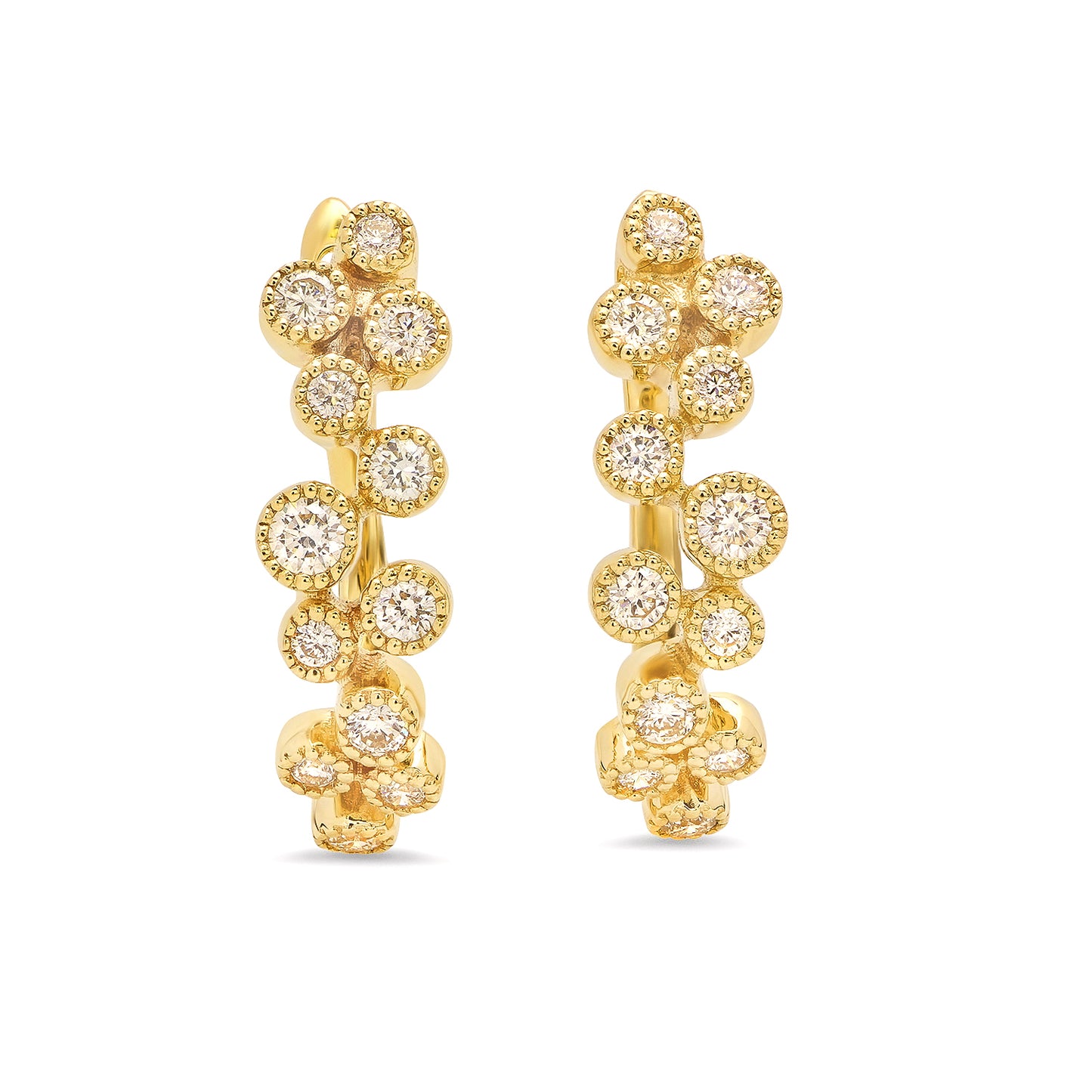 14K YG Diamond Huggie Hoop Earrings
