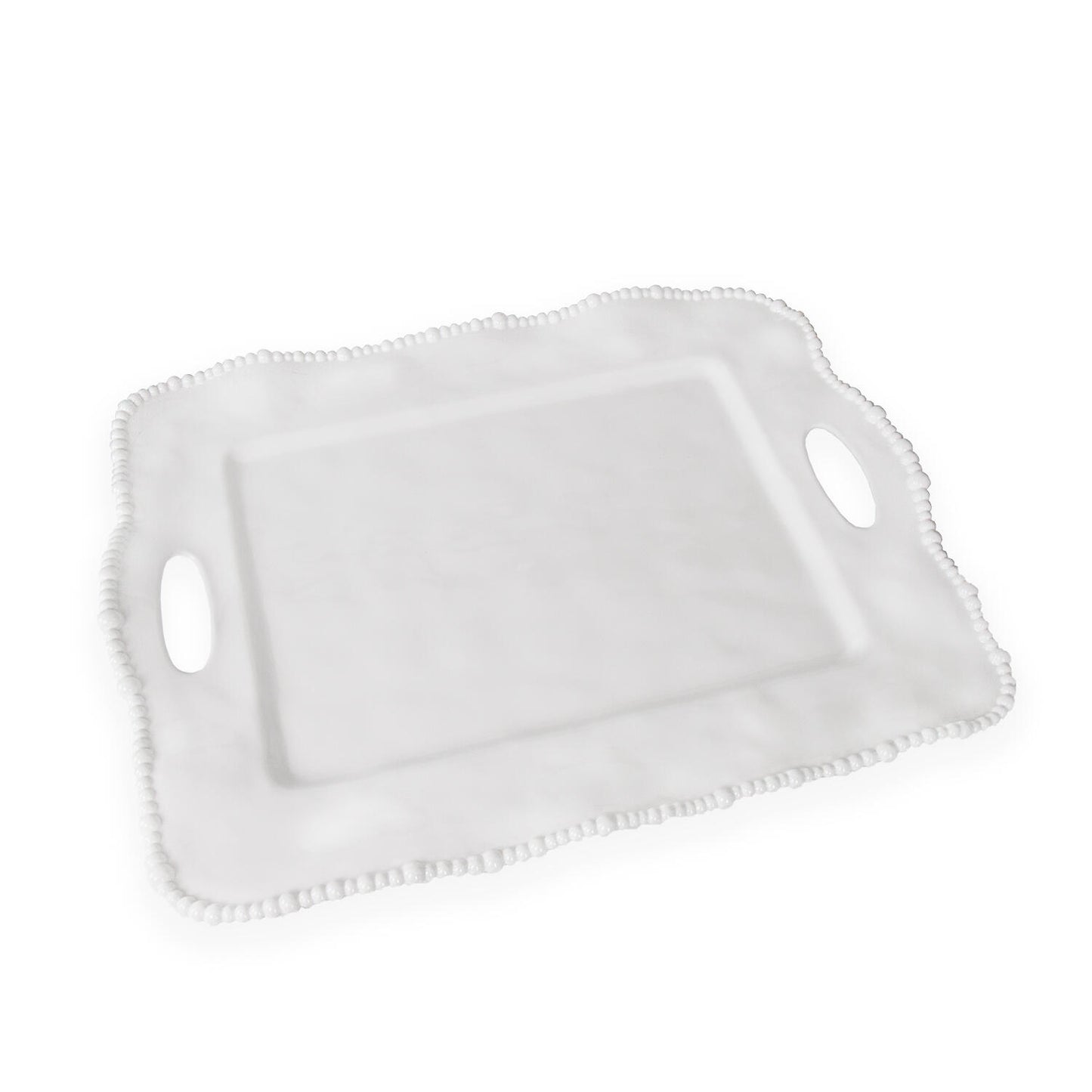 Beatriz Ball MELAMINE Vida Alegria Rectangle Tray with Handles, White