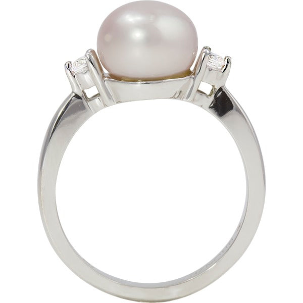 Button Pearl and Diamond Ring