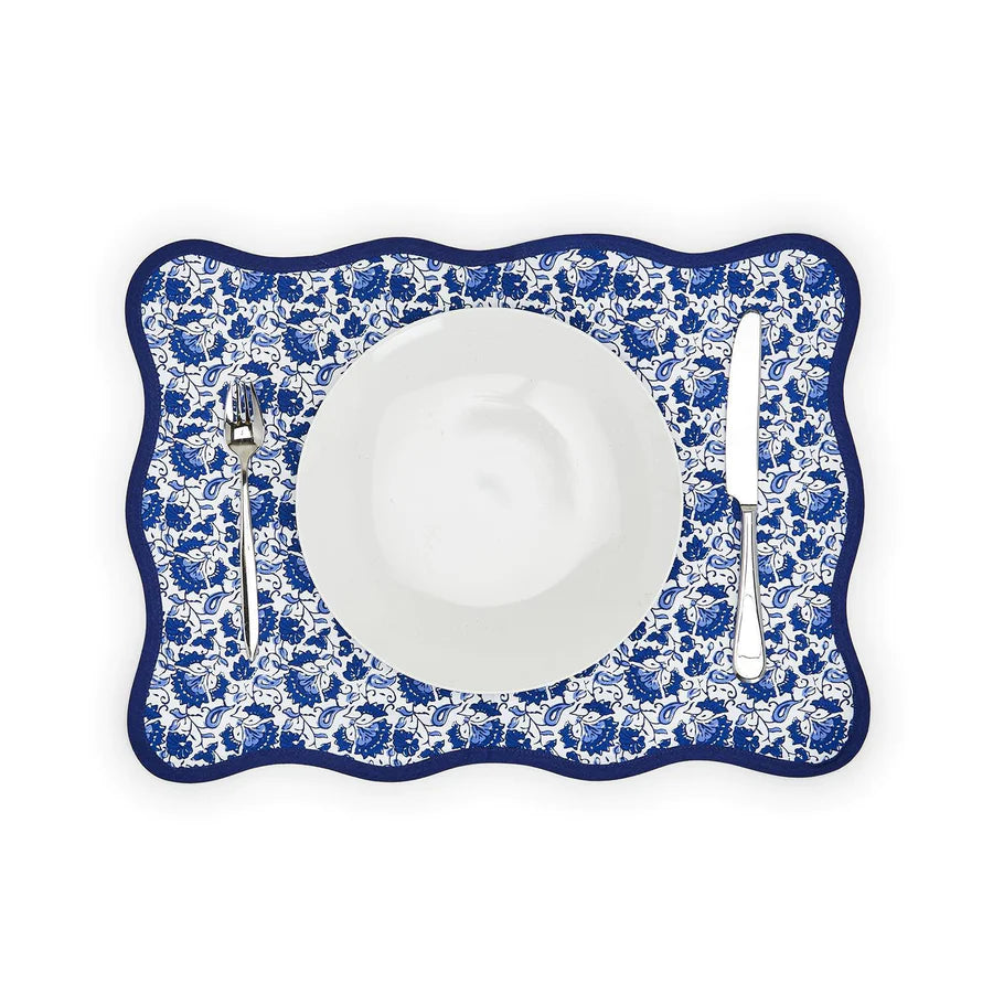 Chinoiserie Blue Floral Placemats, Set of 4