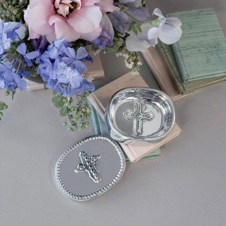 Beatriz Ball Peek-A-Boo Cross Oval Keepsake Box