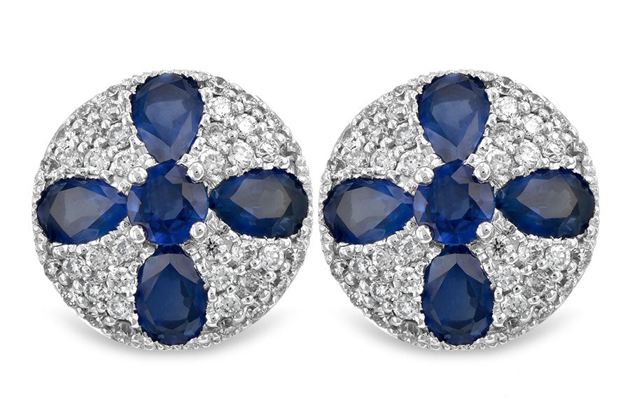 AK 14K WG Diamond and Sapphire Earrings