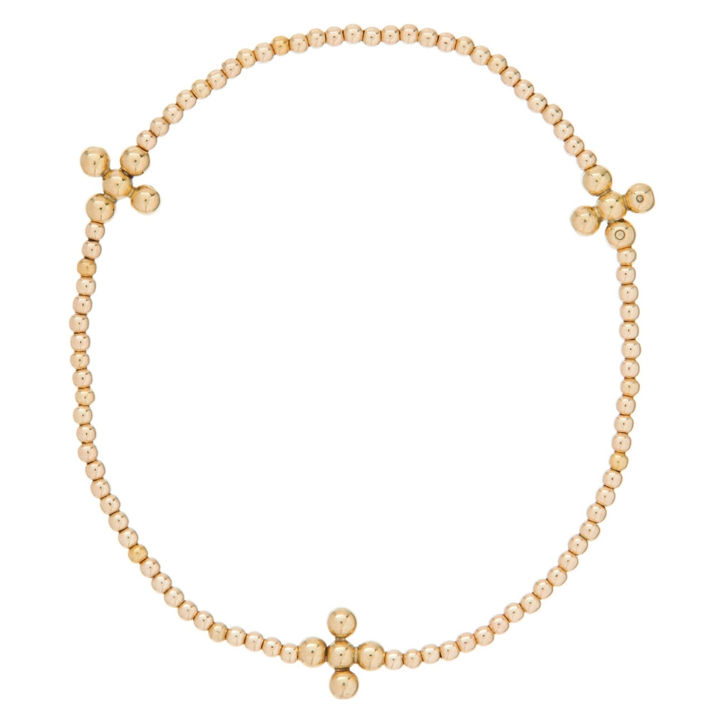 enewton Signature Cross Gold Pattern 2mm Bead Bracelet - Classic Beaded Signature Cross Gold - 3mm Bead Gold