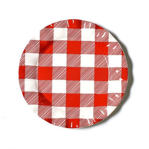 Coton Colors Buffalo Ruffle Dinner Plate, Red
