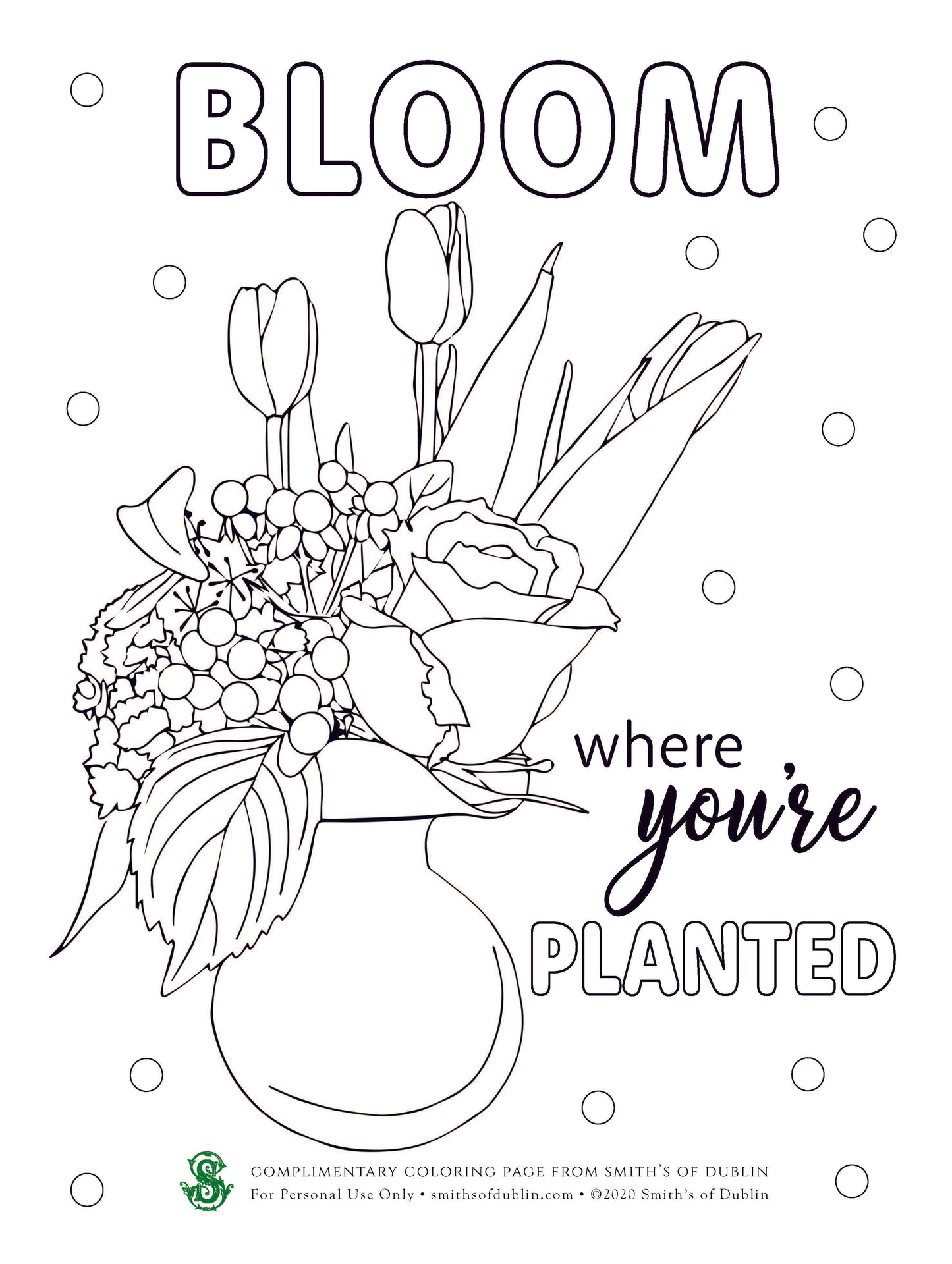 Coloring Sheet, Bloom Where You're Planted