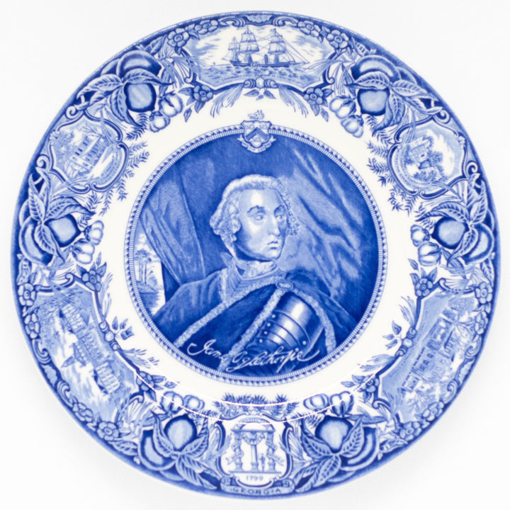 Georgia Plate Blue #1 - James Oglethorpe