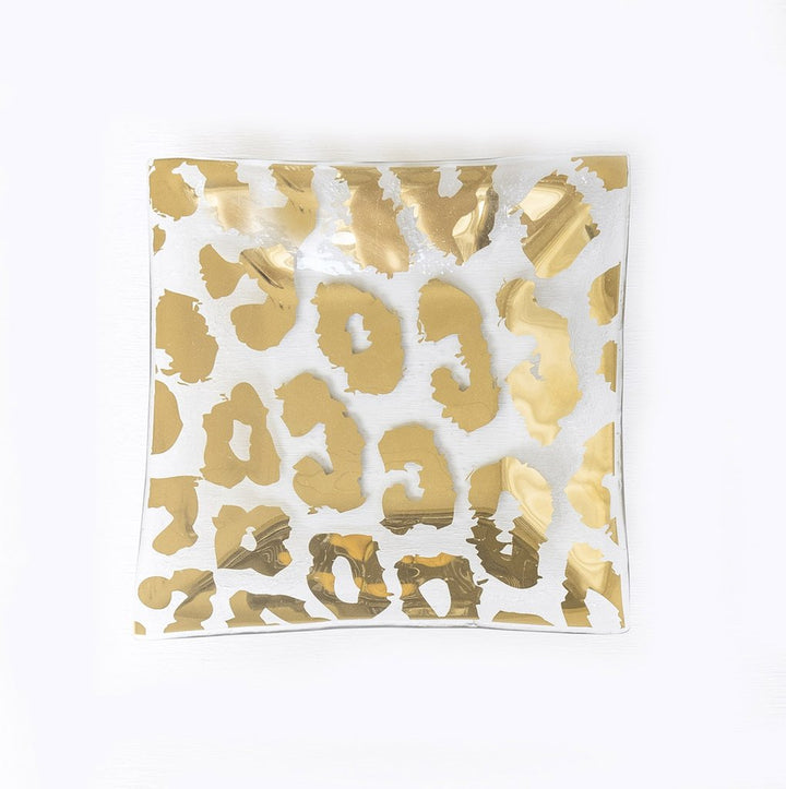 Annieglass Cheetah Square Plate