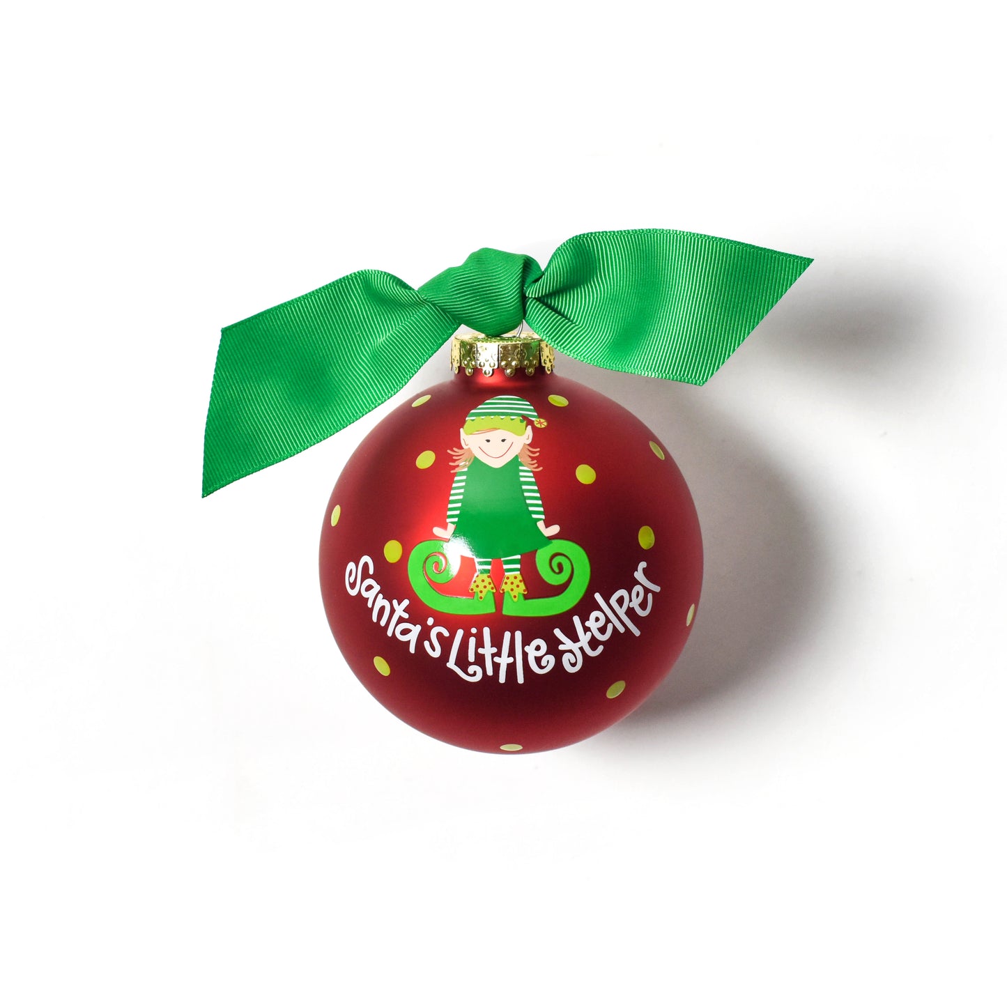 Coton Colors Santa's Little Helper Girl Glass Ornament