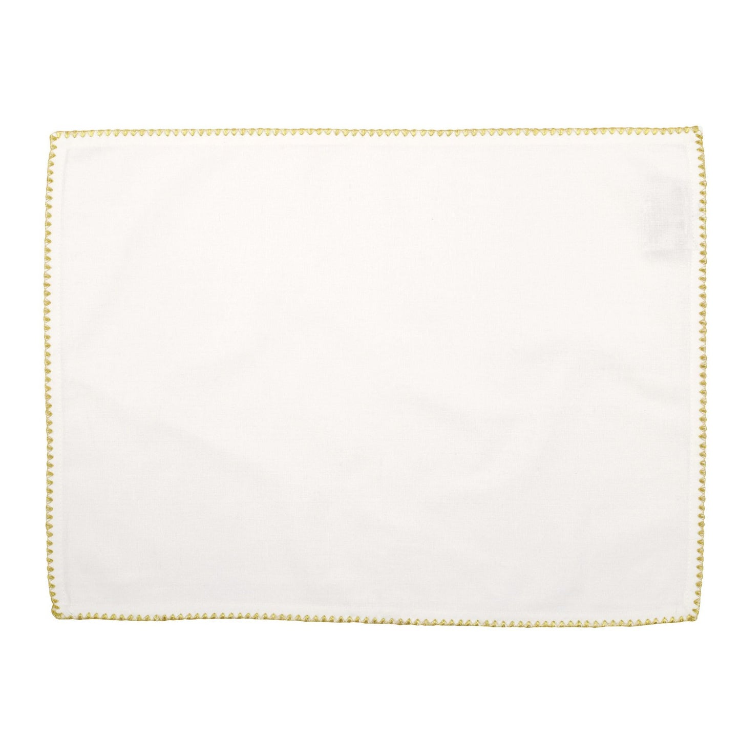Vietri Cotone Linen Ivory Placemats with Gold Stitching, Set of 4