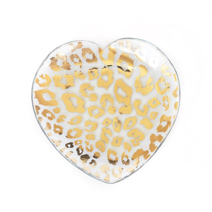 Annieglass Cheetah Heart Plate, Gold 7"