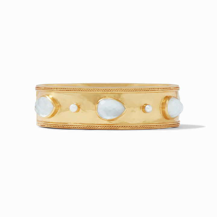 Julie Vos Cassis Statement Hinge Bangle, Iridescent Clear with Pearl