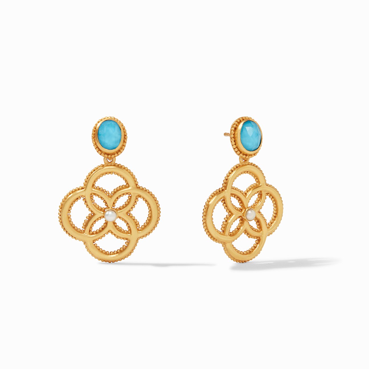Julie Vos Chloe Demi Earring, Iridescent Pacific Blue