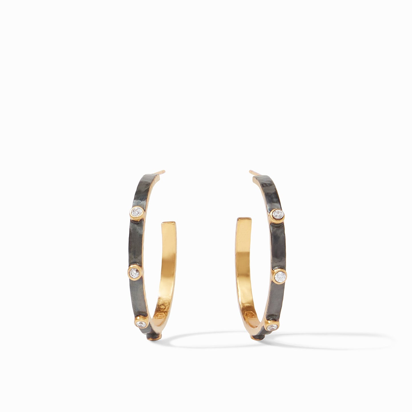 Julie Vos Crescent Stone Hoop, Mixed Metal Cubic Zirconia, Medium