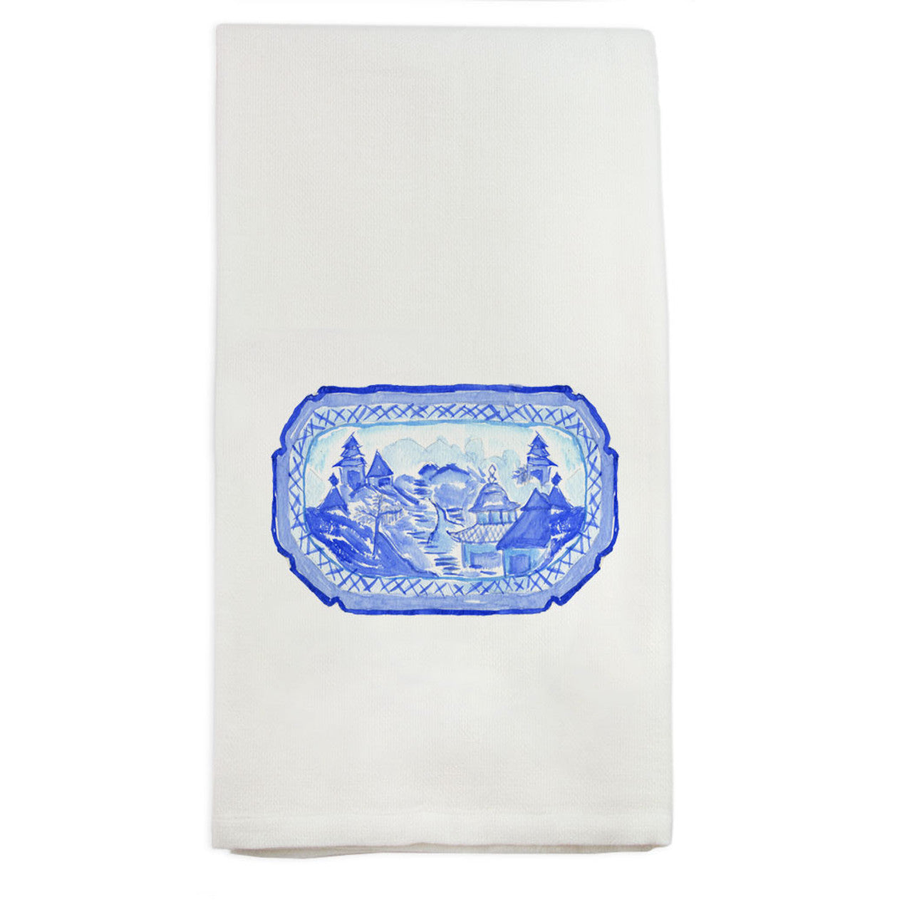 Blue and White Platter Tea Towel