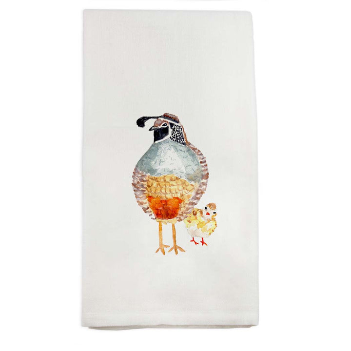 Quail with Baby Chick Tea Towel