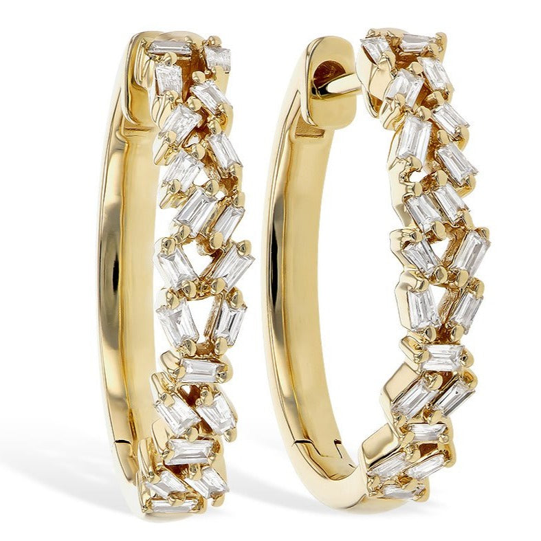 Baguette Diamond Hoop Earrings