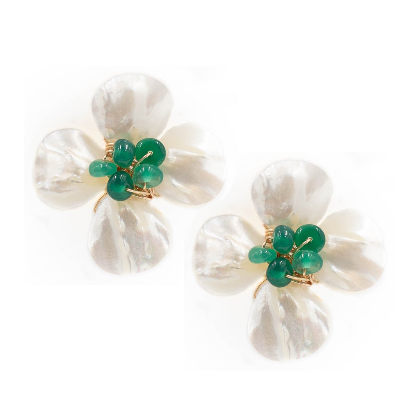 Hazen & Co. Poppy Earring, Emerald Green Onyx