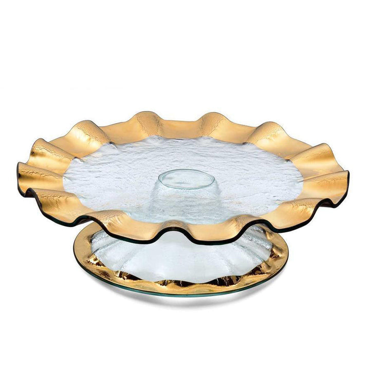 Annieglass Ruffle Cake Pedestal , Gold
