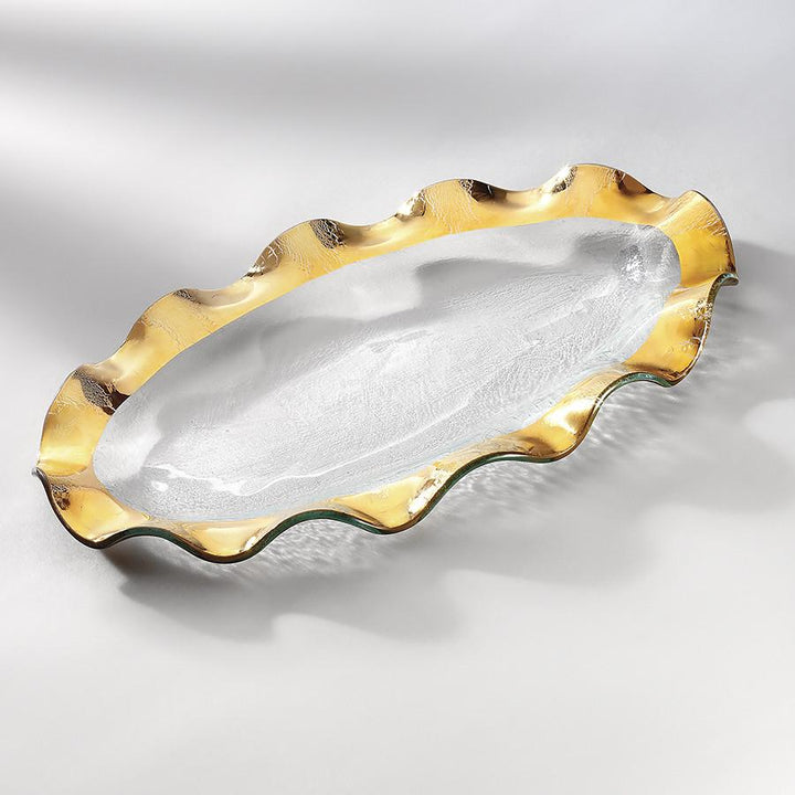 Annieglass Ruffle Oval Platter, Gold