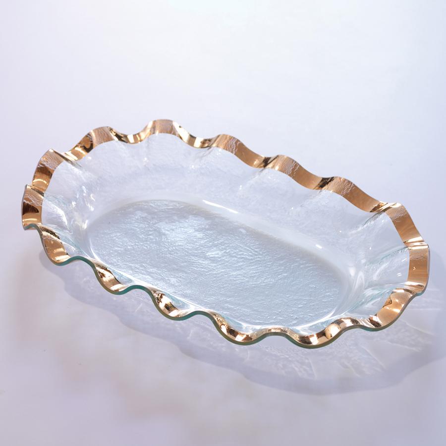 Annieglass Ruffle Large Shallow Oval Bowl