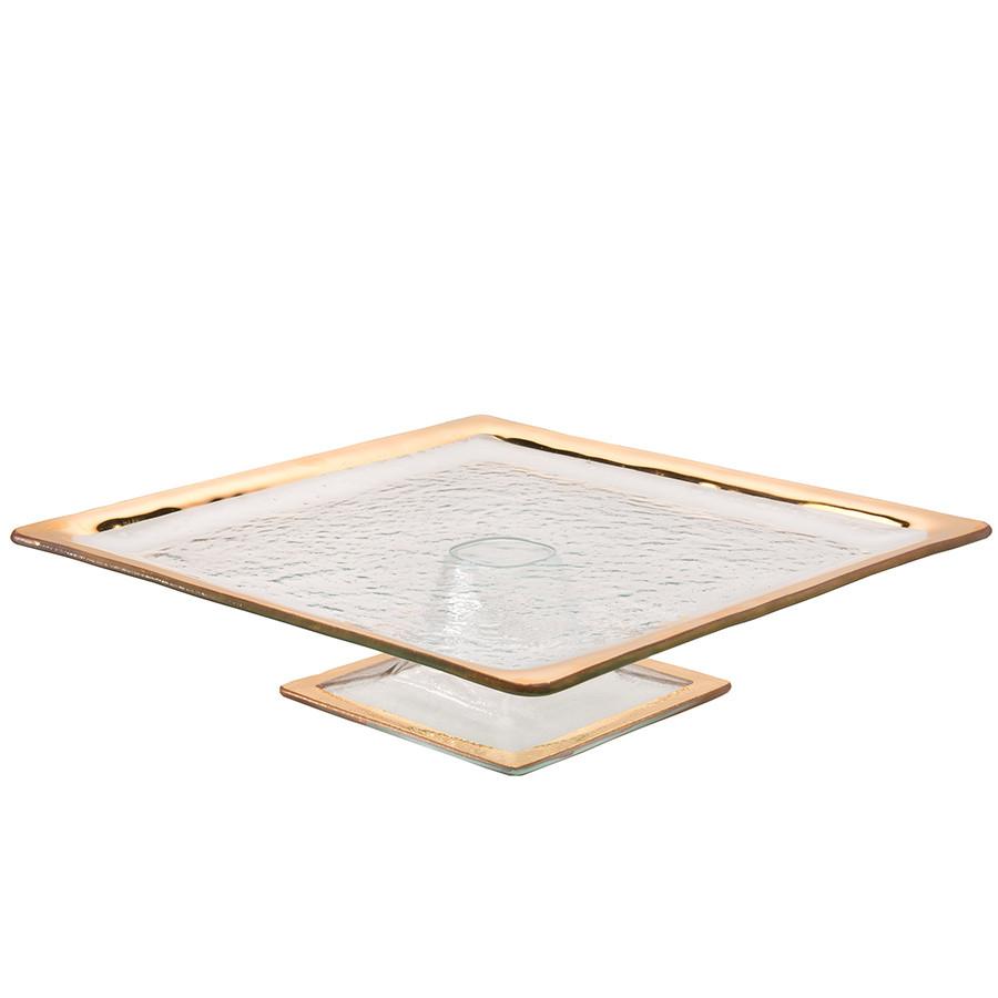Annieglass Roman Antique Square Cake Plate, Gold