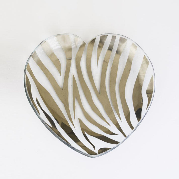 Annieglass Zebra Heart Plate, Platinum