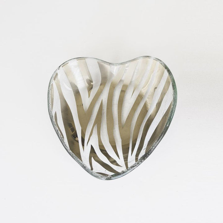 Annieglass Zebra Heart Bowl, Platinum