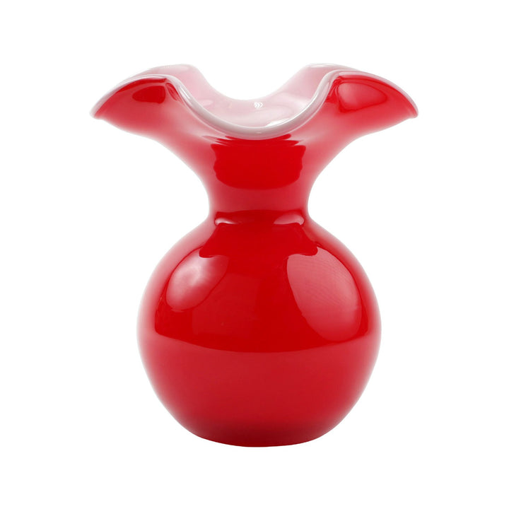 Vietri Hibiscus Small Fluted Vase, Red