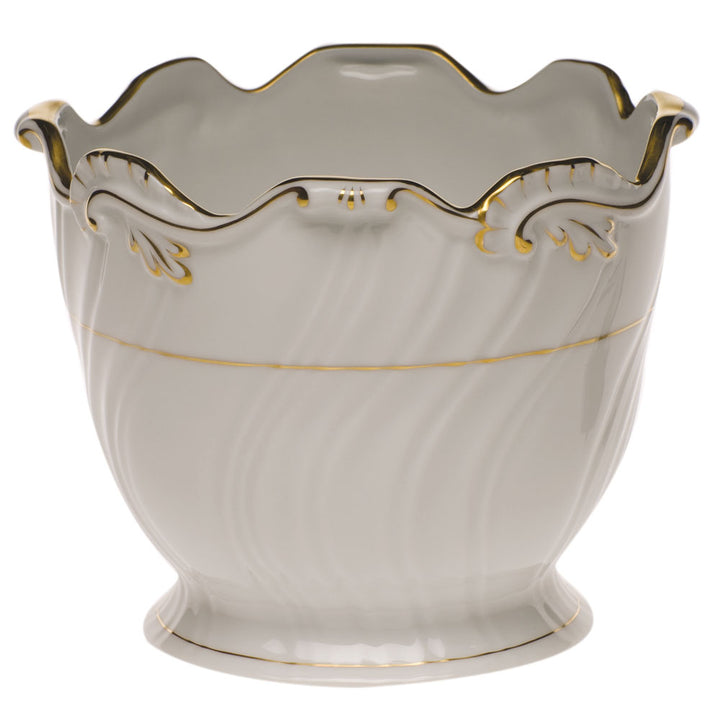 Herend Golden Edge Ribbed Cachepot