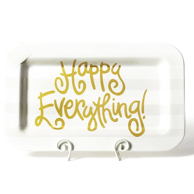 Happy Everything White Stripe Mini Happy Everything Rectangle Platter