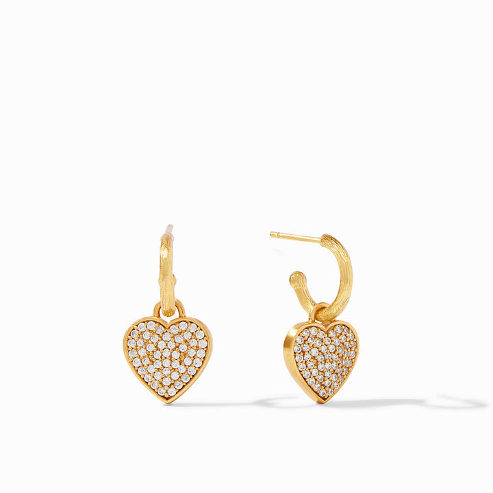 Julie Vos Heart Pave Hoop and Charm Earring