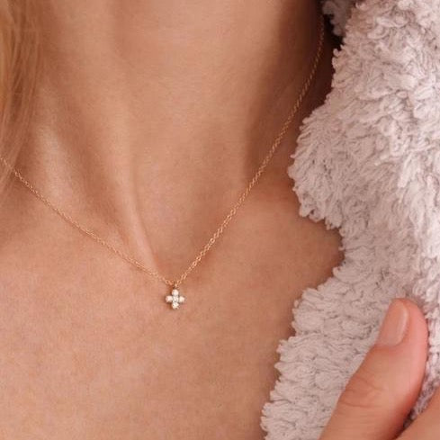 enewton 14KT Gold and Diamond Signature Cross Necklace