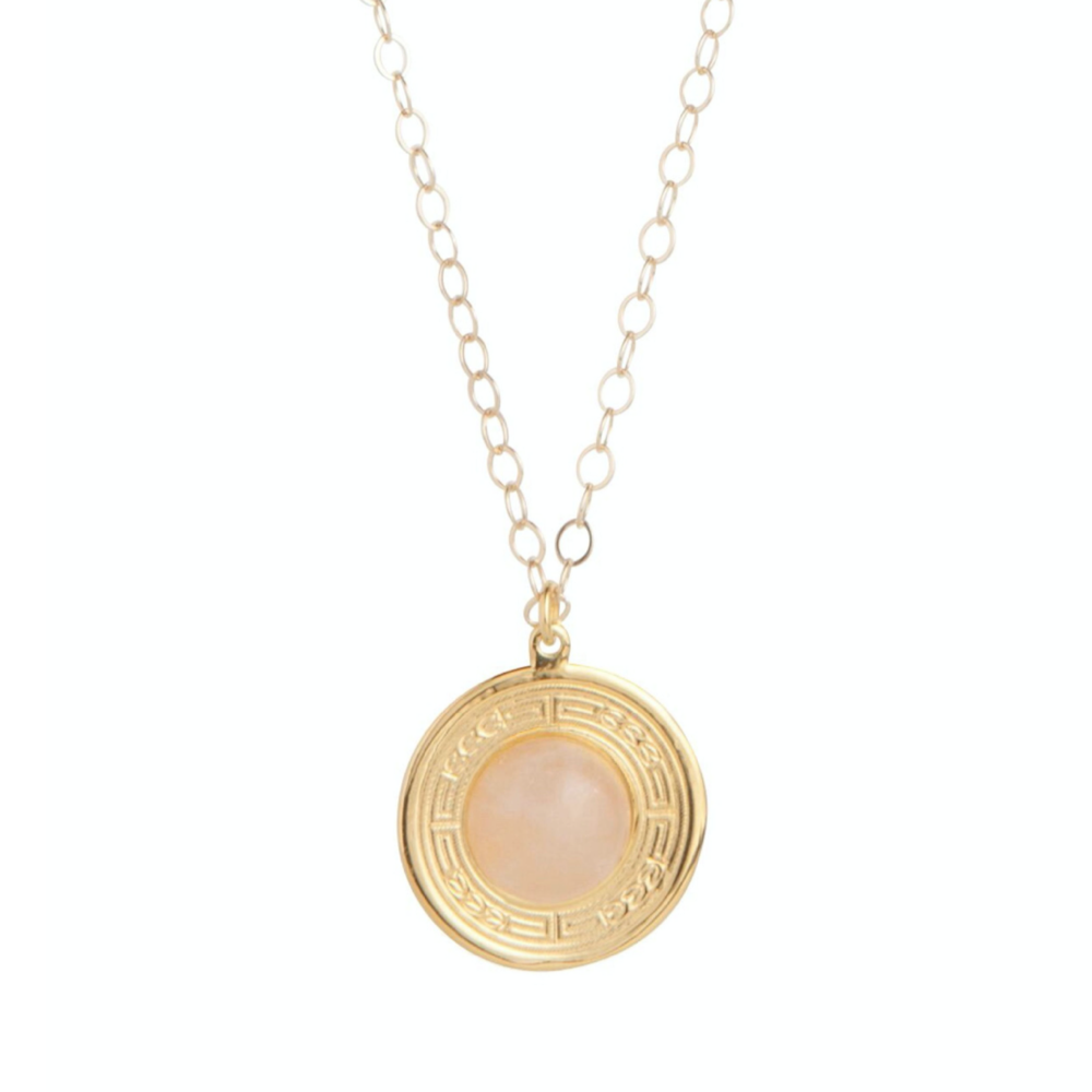 enewton 30" Necklace Gold - Athena Large Gold Charm, Rose Quartz