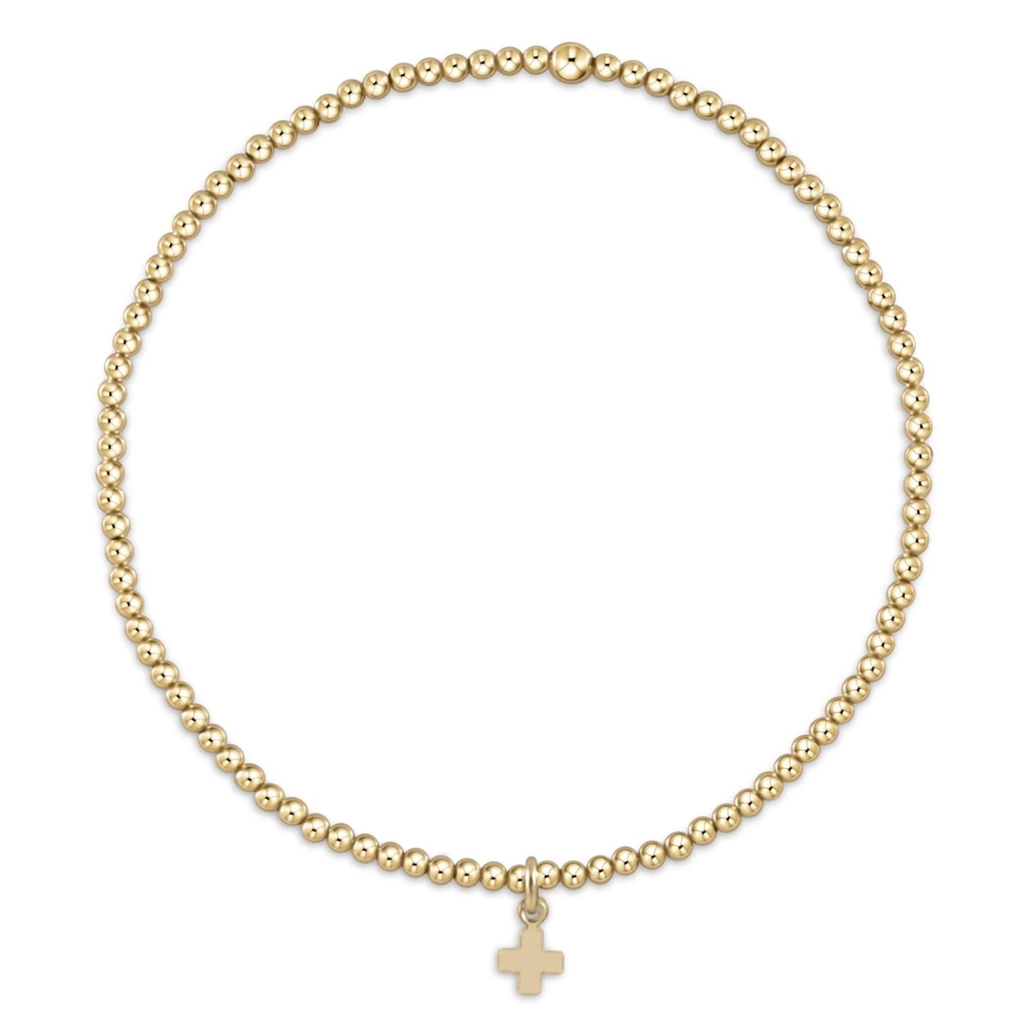 enewton -  classic gold 2mm bead bracelet - signature cross small gold charm