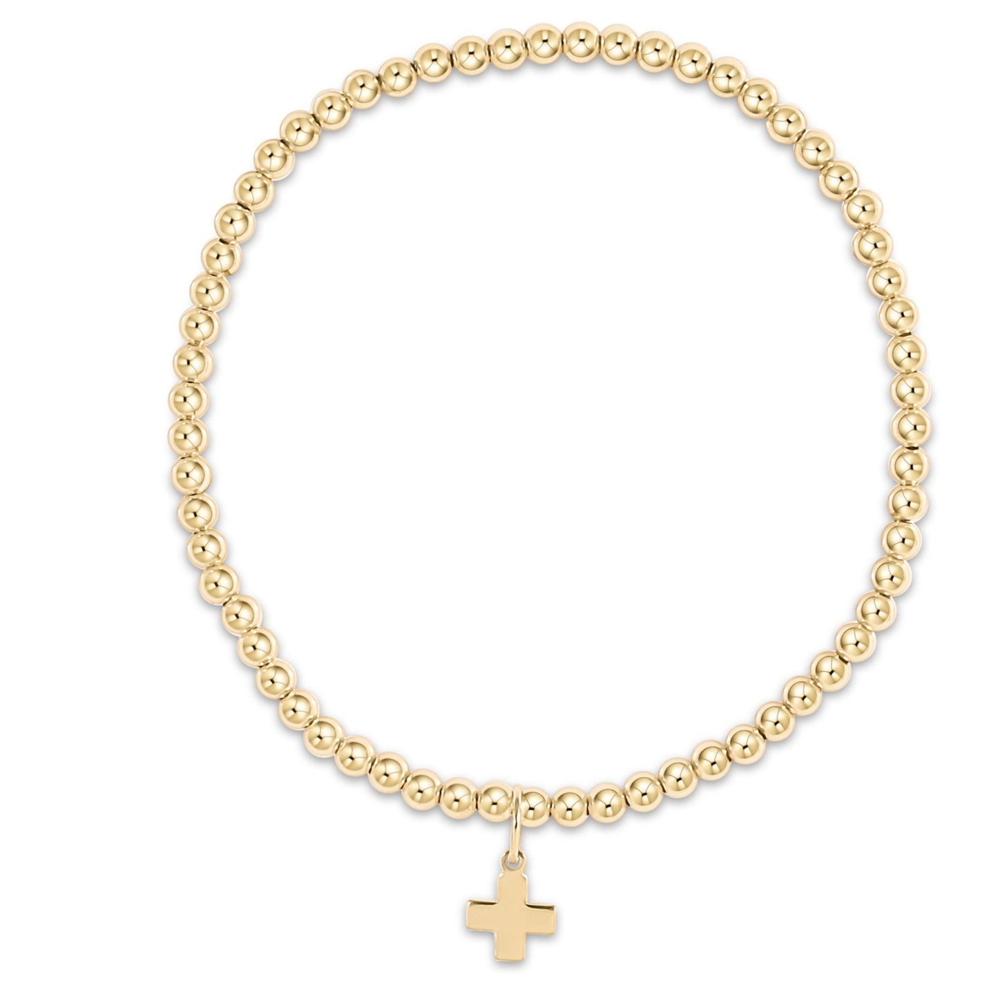 enewton egirl Classic Gold 3mm Bead Bracelet with Signature Cross Gold Charm