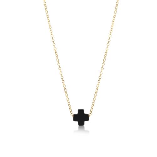 enewton 16" Necklace Gold - Signature Cross, Onyx