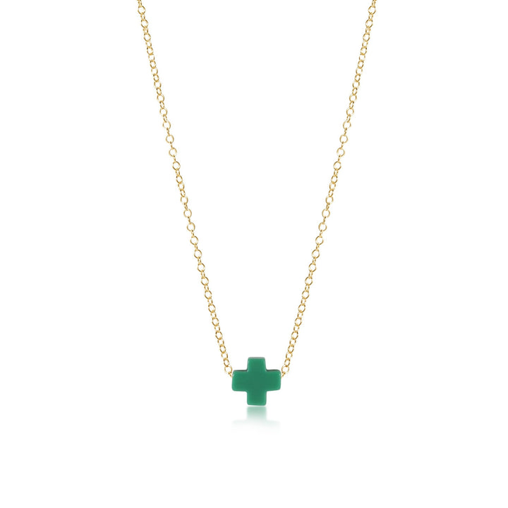 enewton 16" Necklace Gold - Signature Cross, Emerald