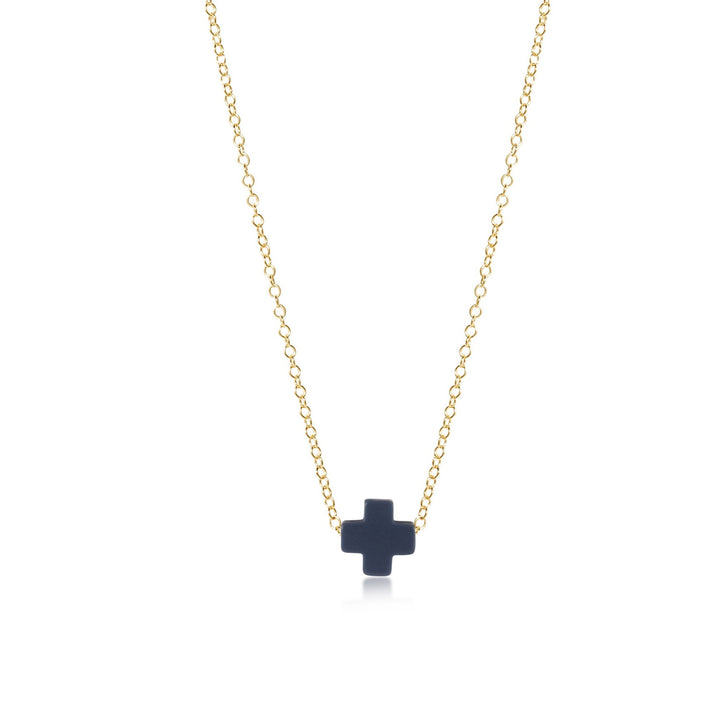 enewton 16" Necklace Gold - Signature Cross, Navy