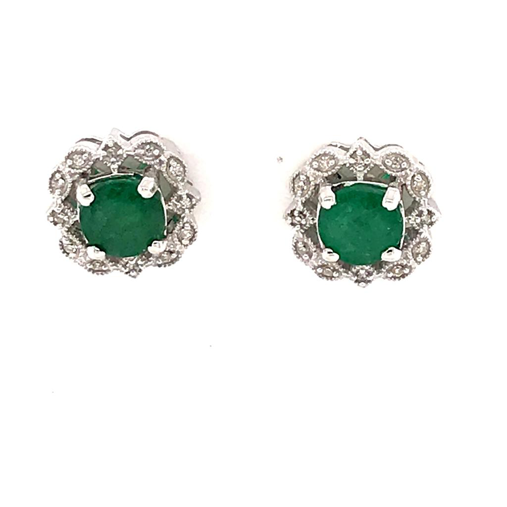 Emerald and Diamond Stud Earrings