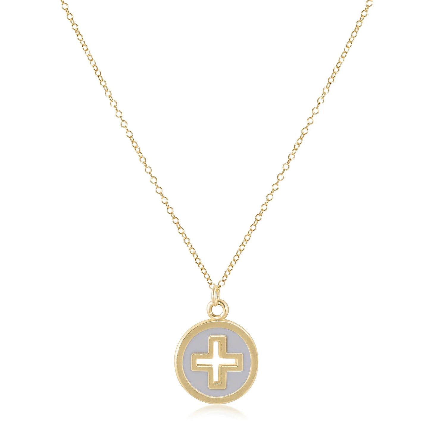 enewton 16" Necklace Gold - Signature Cross, Gold Disc