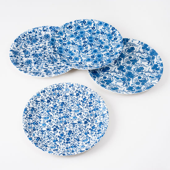 Blue and White "Paper", Melamine Plate, Set of 4 Assorted