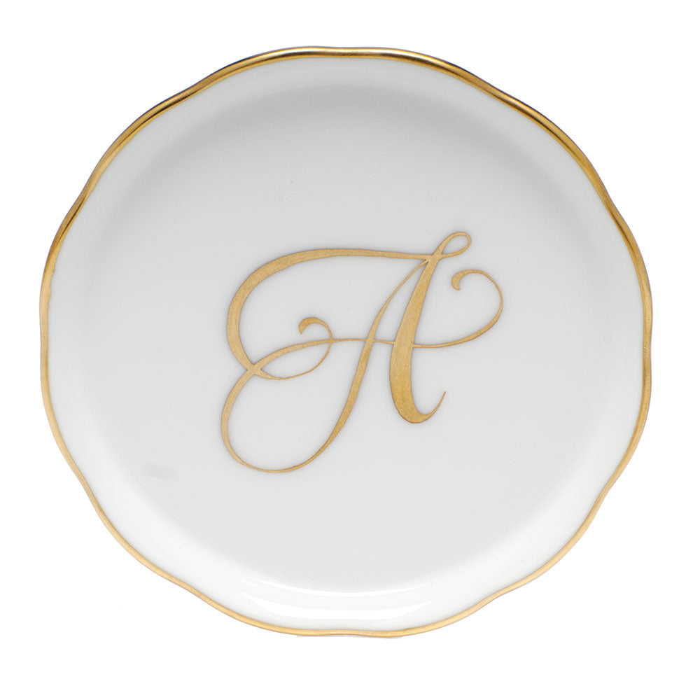 Herend Monogram Ring Dish, Gold