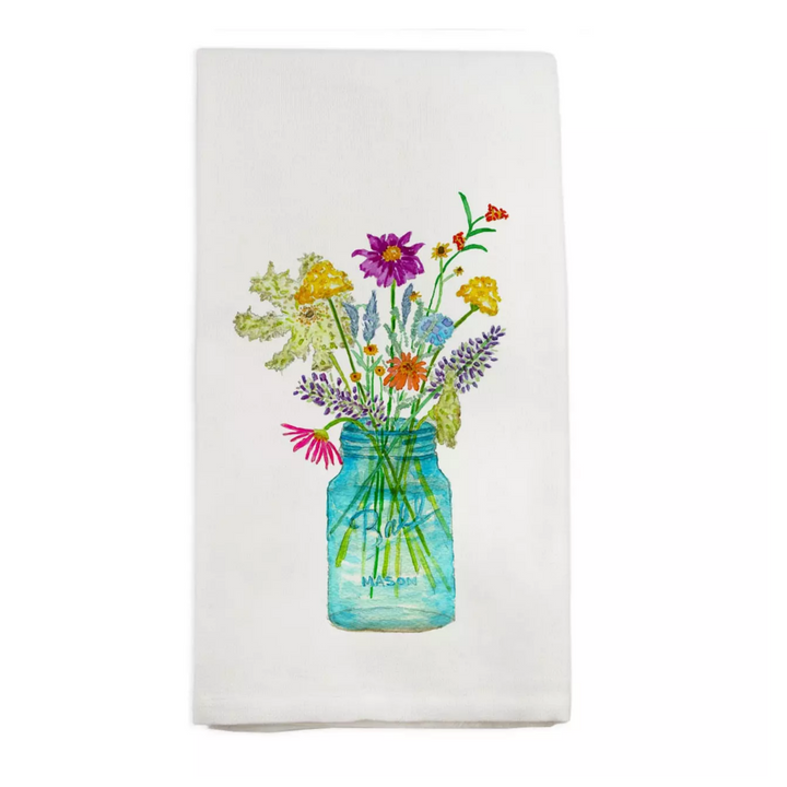 Wildflowers in Mason Jar Tea Towel