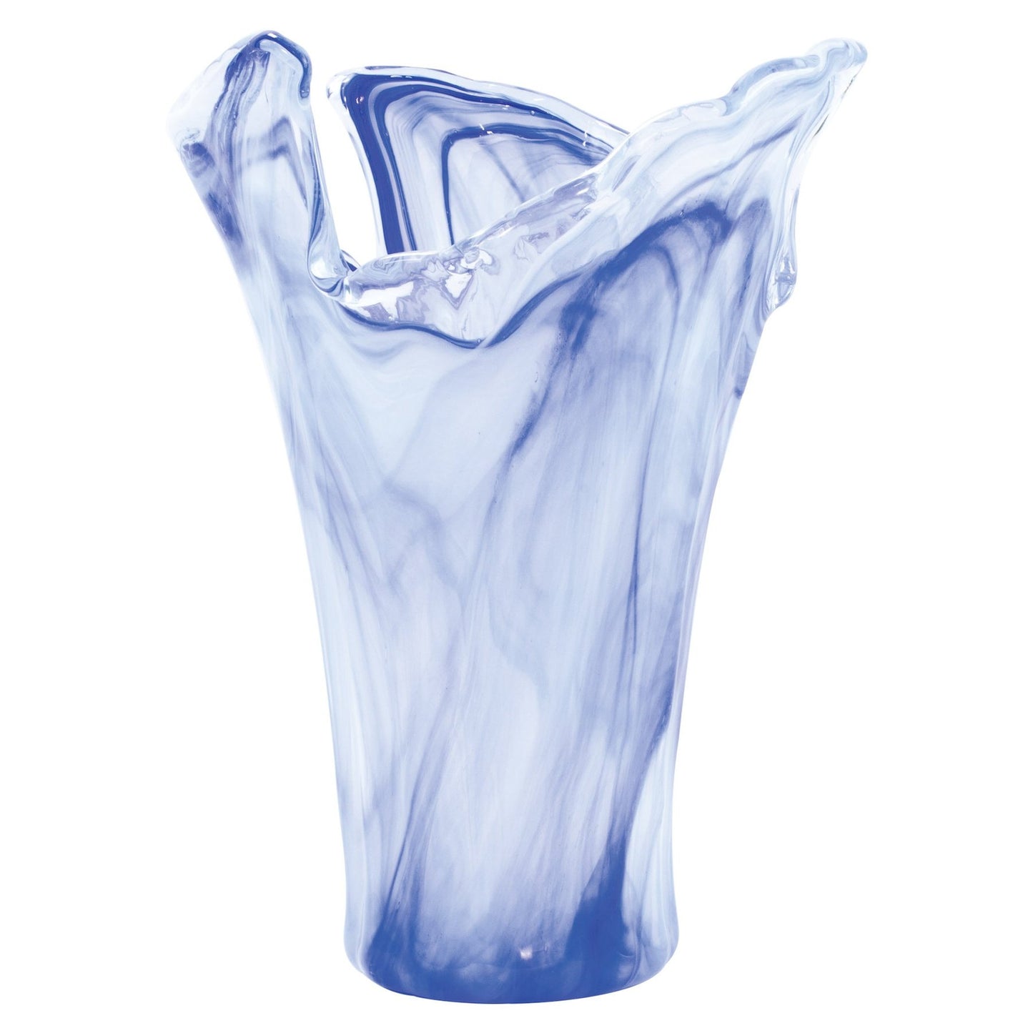 Vietri Onda Glass Large Vase, Cobalt